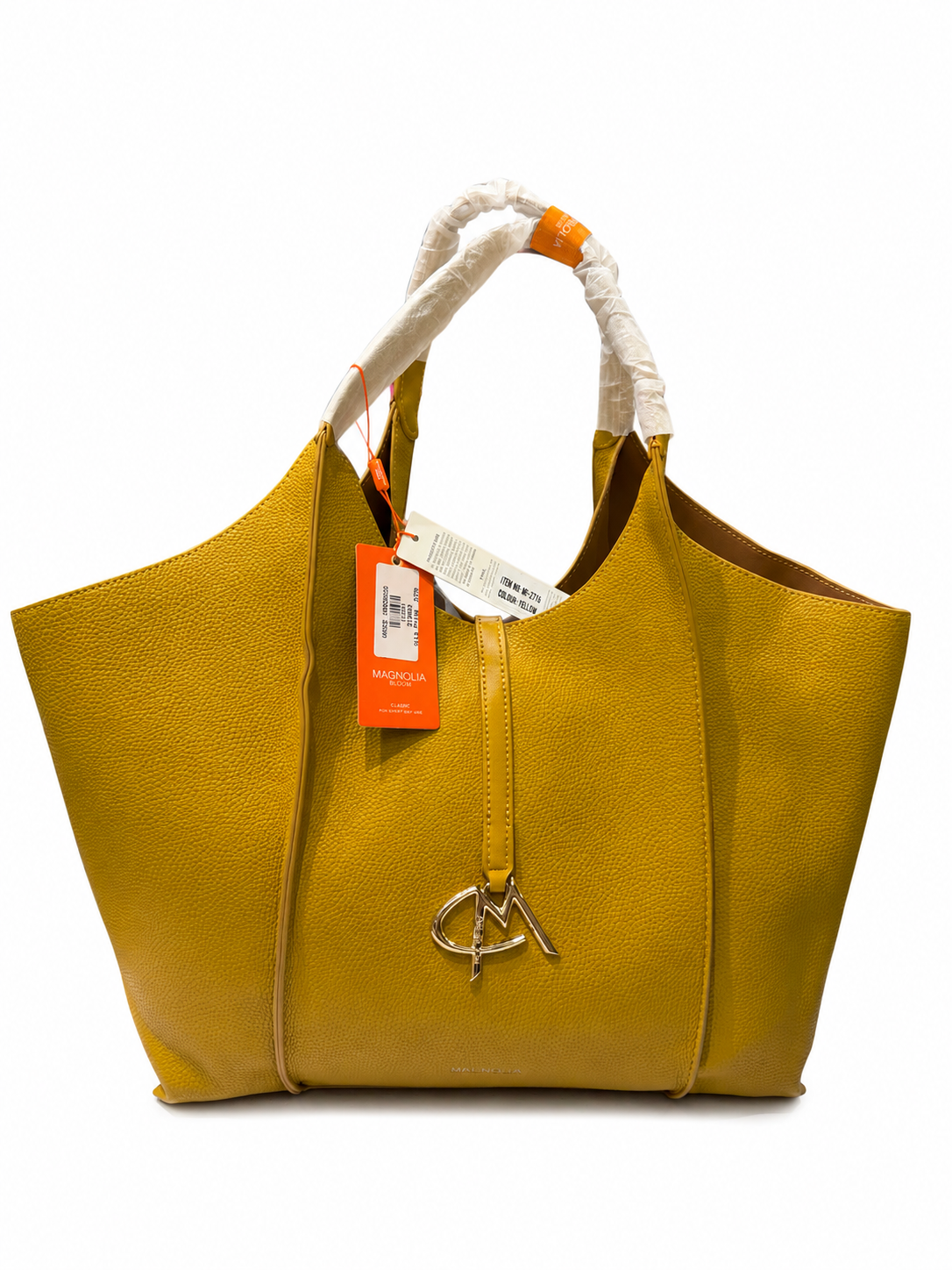 Magnolia Bloom Classic Textured Tote Bag – Mustard Yellow